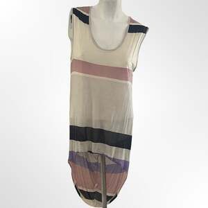 Whetherly Women's Striped Sleeveless Asymmetrical Draped Tank Top